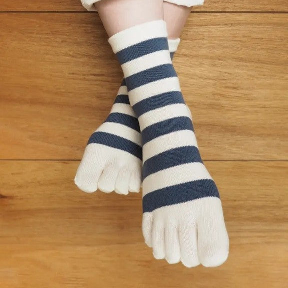 Striped Cotton Toe Ankle